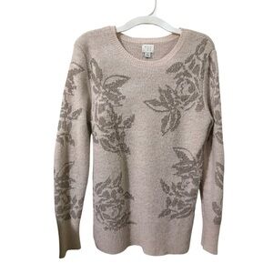 a new day light pink Crew Neck Sweater with gold floral accents